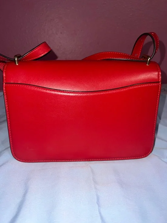Coach Bright Red Leather Flap Crossbody with Gold-Tone Accent - Picture 3 of 7